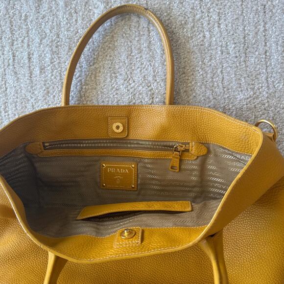 Authentic Prada mustard yellow leather tote bag - Picture 6 of 8
